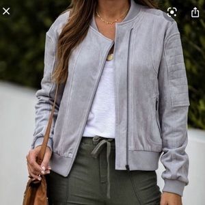 Vici Gray Suede Bomber Jacket